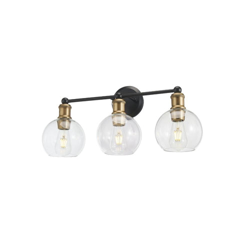 Avista Ash Vanity Wall Light 3-Light Black & Aged Brass