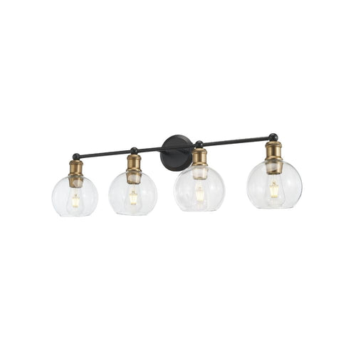 Avista Ash Vanity Wall Light 4-Light Black & Aged Brass