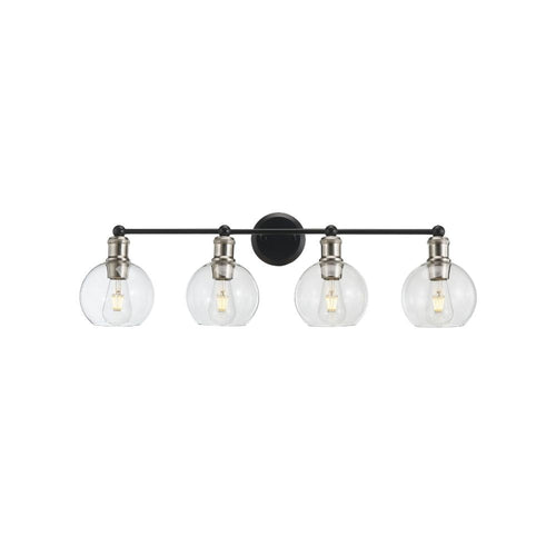 Avista Ash Vanity Wall Light 4-Light Black & Brushed Nickel