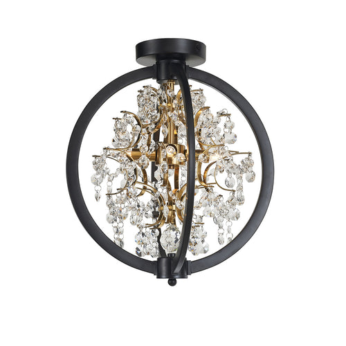 Avista Belair Semi -Flush 14" Black & Gold 