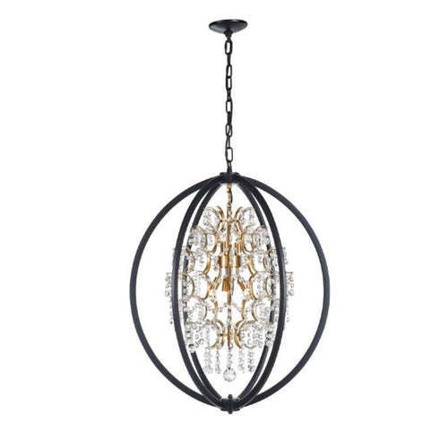 Belair Chandelier 36" Black & Gold