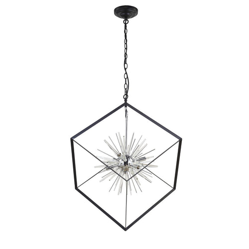 Avista Starburst 29" Chandelier Black & Chrome