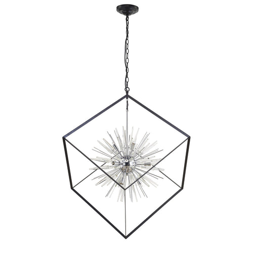 Avista Starburst 37" Chandelier Black & Chrome