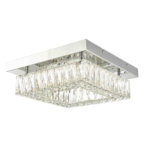 Gem Flush Mount 15" Square Chrome -LED