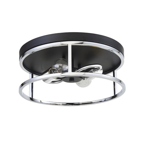 Easton Flush Mount Round 2-Light Black & Chrome