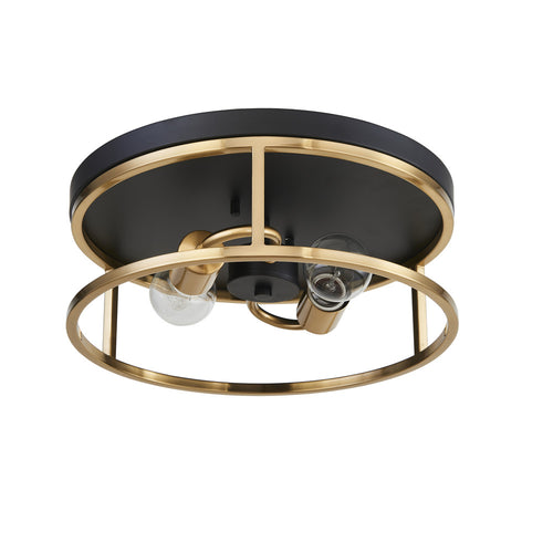 Easton Flush Mount Round 2-Light Black & Gold