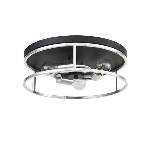 Avista Easton Flush Mount Round 3-Light Black & Chrome 