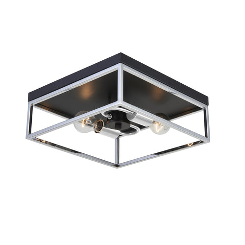 Easton Flush Mount Square 2-Light Black & Chrome