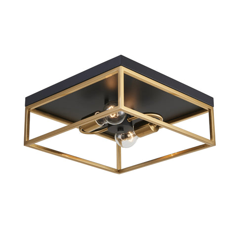 Easton Flush Mount Square 2-Light Black & Gold