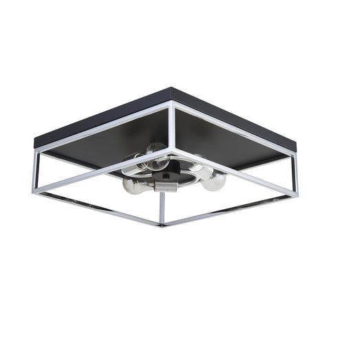 Easton Flush Mount Square 3-Light Black & Chrome